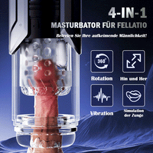 Load image into Gallery viewer, 100% Wasserdicht 4 IN 1 Automatischer Masturbator für Männer, Die realistische Zunge dreht sich um 360°, um jeden empfindlichen Punkt der Eichel zu lecken und zu necken.