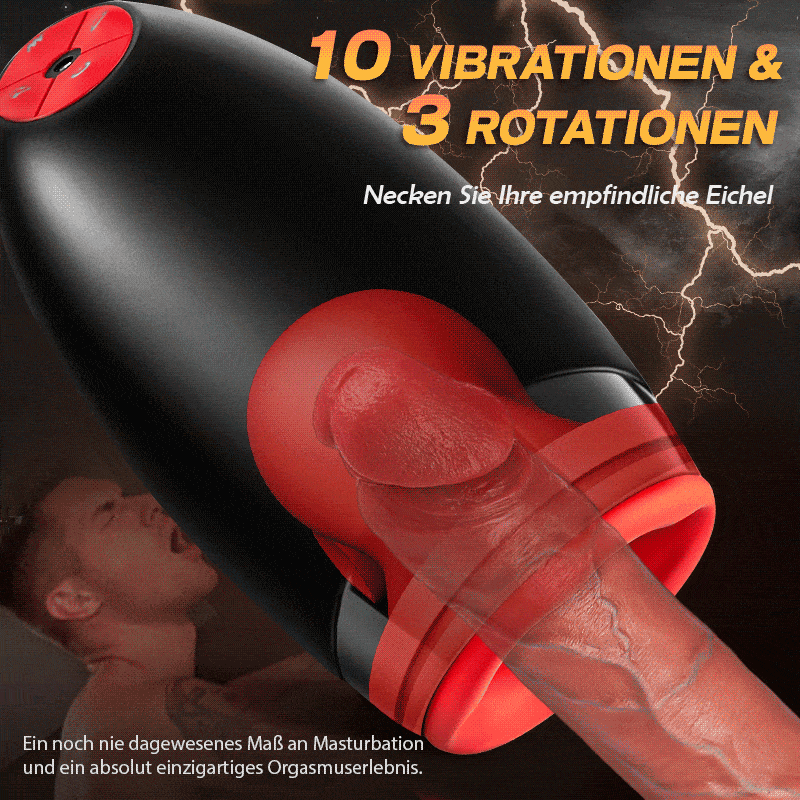 3-in-1 Glans Massage Master Trainer 3 Rotation, 5 Saugen, 10 Vibration Ultra Simulation D