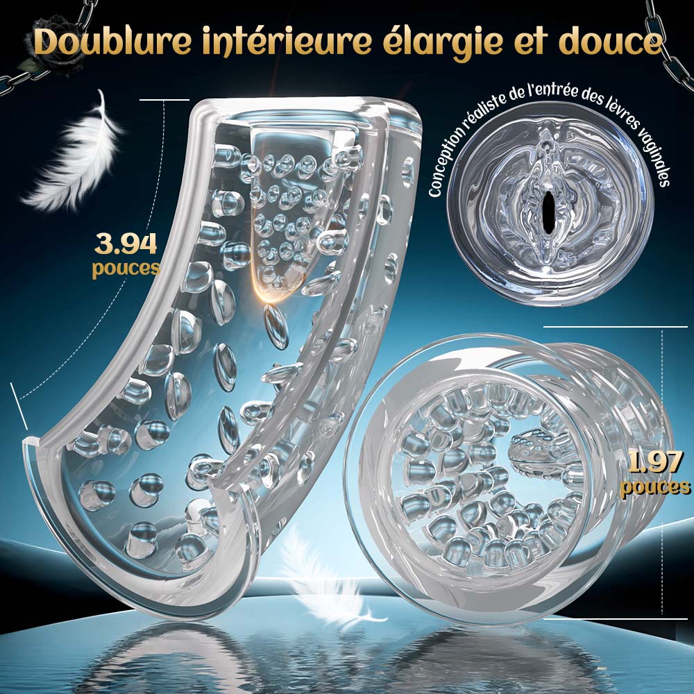 Vortex Male Stroker - 4 niveaux d’aspiration puissants, mode boost à un bouton, facile à nettoyer avec lubrifiant offert