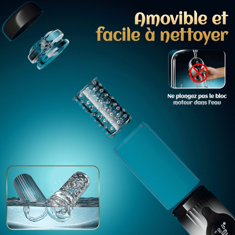 Vortex Male Stroker - 4 niveaux d’aspiration puissants, mode boost à un bouton, facile à nettoyer avec lubrifiant offert