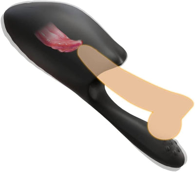 Männlicher Cup-Masturbator Penis Trainings Vibrator mit Zunge Lecken und 10 Vibrationsmodi zur Herren Masturbation Vergnügen Silikon Eichel Massagegerät Sexspielzeug für Männer