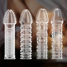 Load image into Gallery viewer, 4er Pack Dick Sleeve - Silikon Transparente Wiederverwendbare Peniskondome für Intensive Stimulation Penishülle für Penisverlängerung und Erektionsverbesserung