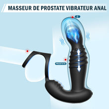 Load image into Gallery viewer, Masseurs de Prostate Sex Toys Anals avec Anneaux de Pénis, Vibromasseur Anal Télécommandé avec 10 Modes de Poussée &amp; de Vibration, Vibrateur Gode Anal Plug Anal Vibrant Sextoy pour Hommes et Couple