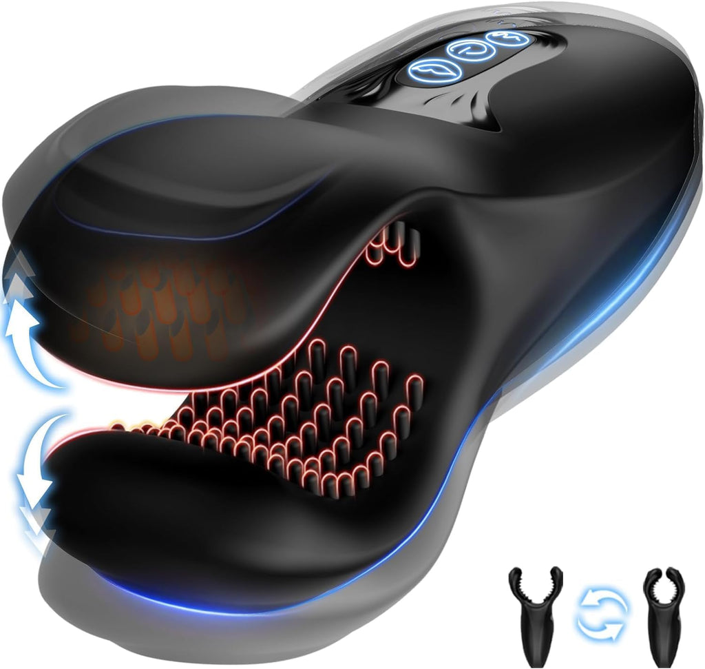 Zusammendrückbarer männlicher Masturbator-Penis-Vibrator-Trainer mit 10 Vibrationen 10 Beißmodi Silikon-Penismassagegerät Stroker, männlicher Vibrator verlängert die Ausdauer Sex Spielzeug