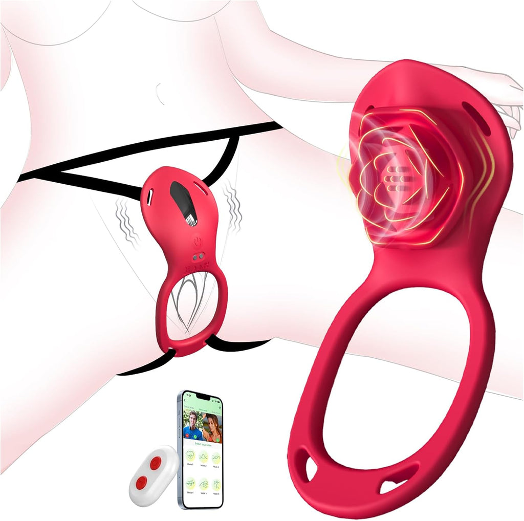 Sex Spielzeug für die Paare Frau Männer, BDSM Rose Vibration für Frauen, Vibratorensets für Frauen Klitoris mit Fernbedienung Leise, Penisring Vibrator App, Erotisches Sexspielzeug Sex Maschine Spiele