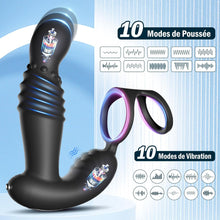 Load image into Gallery viewer, Masseurs de Prostate Sex Toys Anals avec Anneaux de Pénis, Vibromasseur Anal Télécommandé avec 10 Modes de Poussée &amp; de Vibration, Vibrateur Gode Anal Plug Anal Vibrant Sextoy pour Hommes et Couple