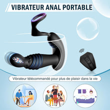 Load image into Gallery viewer, Masseurs de Prostate Sex Toys Anals avec Anneaux de Pénis, Vibromasseur Anal Télécommandé avec 10 Modes de Poussée &amp; de Vibration, Vibrateur Gode Anal Plug Anal Vibrant Sextoy pour Hommes et Couple