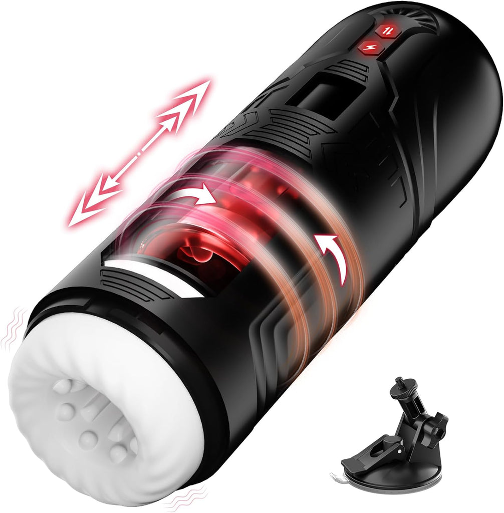 Masturbieren für Männer Elektrisch, Masturbator Sex Spielzeug für die Männer Solo mit 7 Vibration Stoß und Rotationsmodi, 3 in 1 Sexspielzeug Taschenmuschi Penis Masturbatoren Sex Toys Pussy