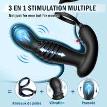 Load image into Gallery viewer, Masseurs de Prostate Sex Toys Anals avec Anneaux de Pénis, Vibromasseur Anal Télécommandé avec 10 Modes de Poussée &amp; de Vibration, Vibrateur Gode Anal Plug Anal Vibrant Sextoy pour Hommes et Couple