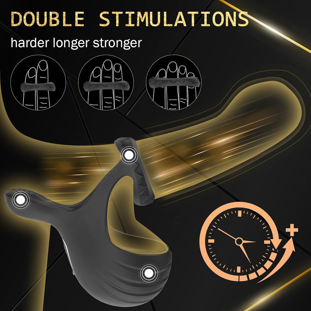 Vibrating Cock Ring with Testicles Vibrator, APP Vibrator Prostate Massager Penis Ring Sex Toy for Men Erotic with 10 Vibration Modes, Medical Silicone Waterproof Sex Toys for Adult Couples Black